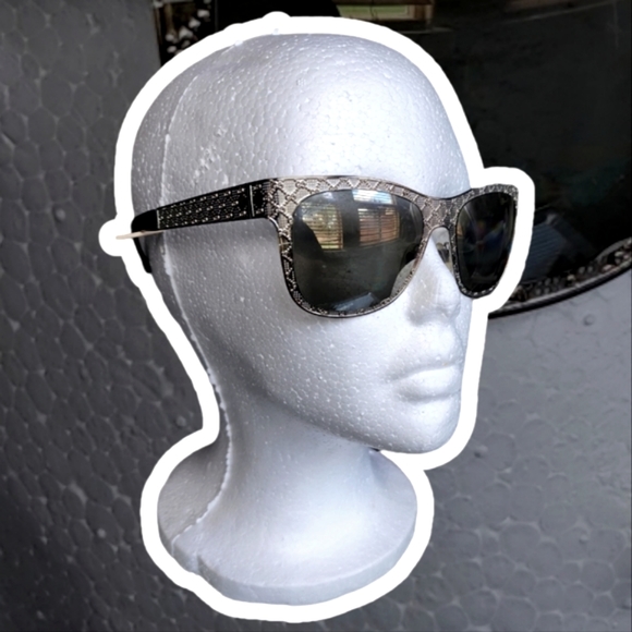 Gucci Accessories - GUCCI Silver Black Guccissima Monogram Mirrored Sunglasses
